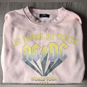 Vinyl Icons AC/DC 1977 World Tour Sweatshirt | Pink Retro Streetwear Luxe Large